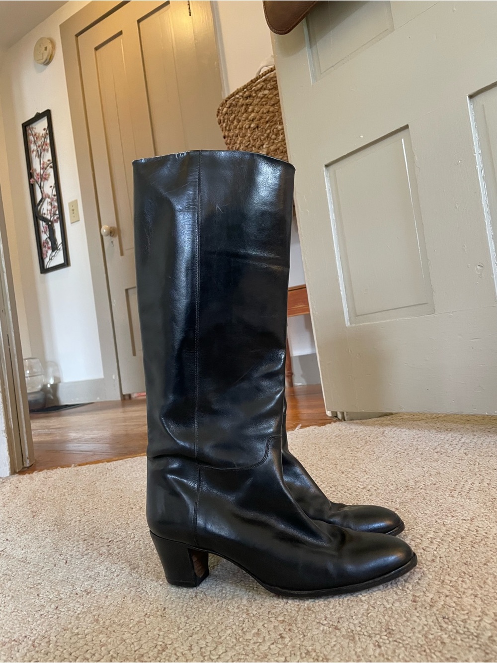 Calvin Klein Classifications Vintage Western Black Leather High Heel Boot Y2K - Picture 2 of 16